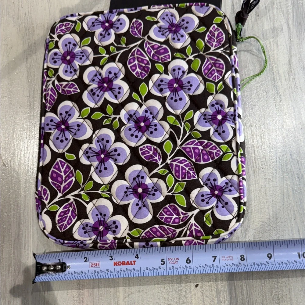 Vera Bradley Purple Plumb Petals Quilted Tech Organizer with Green Accents
